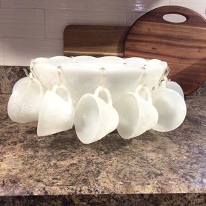 Anchor Hocking Vintage Milk Glass Punch Bowl Set
